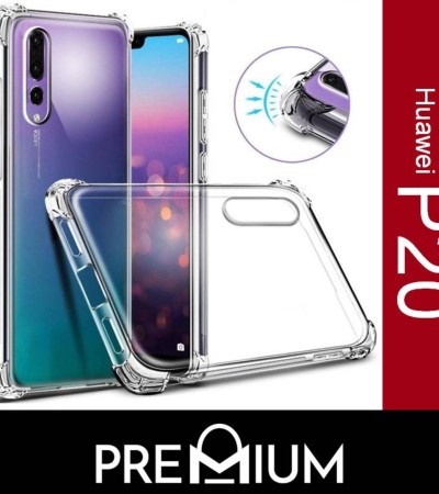 MTech Protection Anti-Shock Tough Strong Armour Slim Soft Transparent Shockproof Shock Proof Case Cover Casing For Huawei P20 - Clear