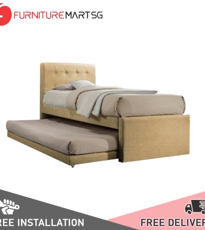 [FurnitureMartSG] Sadie Single and Super Single Pull-Out Type Bed Frame Fabric and Faux Leather in 6 Colour