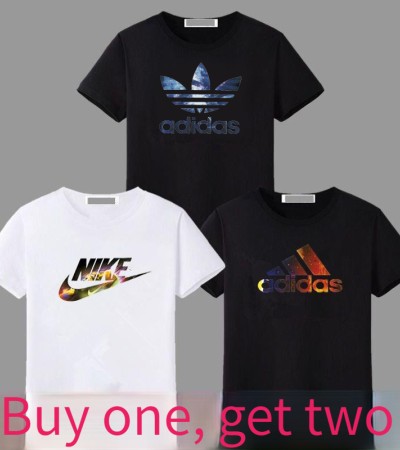 （买一送二）超值全配时尚T恤全配圆领韩版宽松大印花半袖衬衫