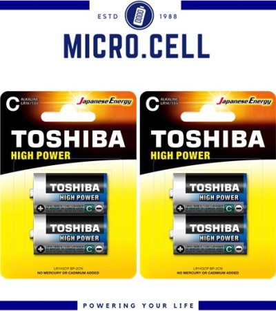 [Bundle of 2] Toshiba C size LR14 High Power 1.5V Alkaline 2pcs Battery